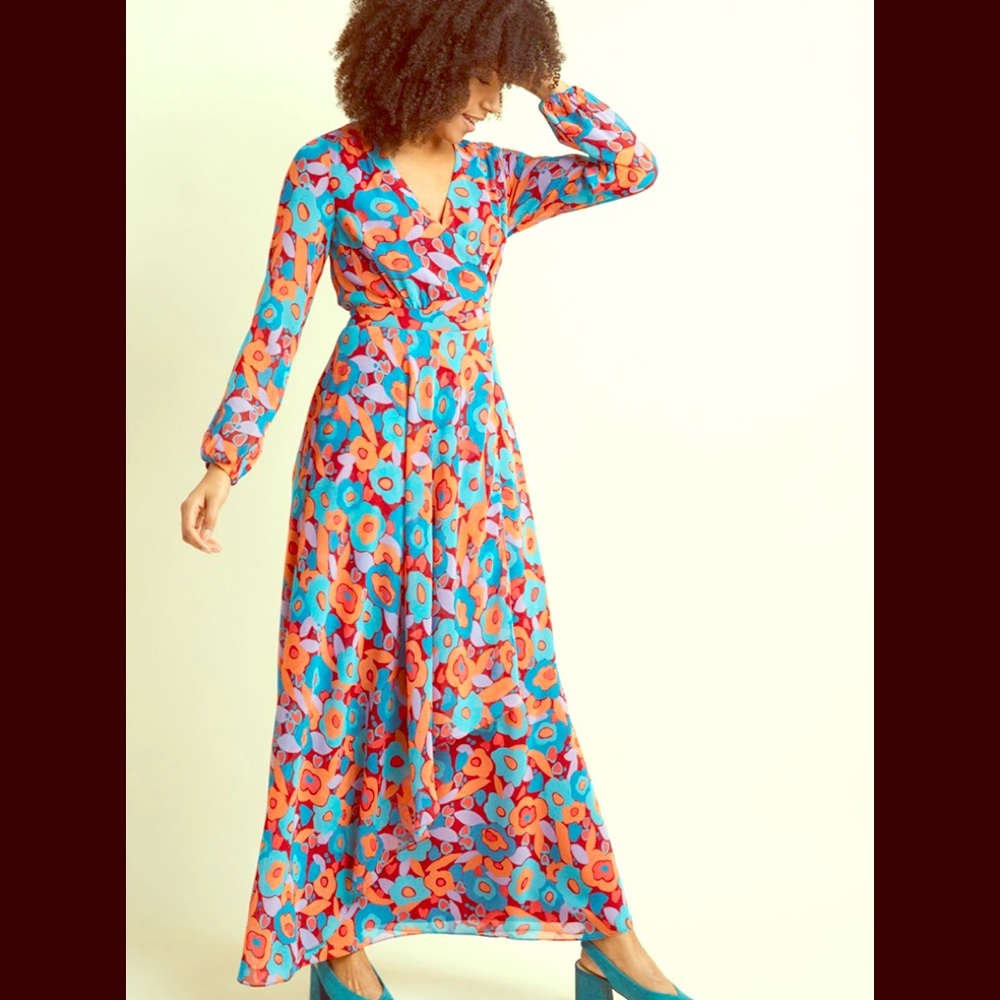 ModCloth vintage inspired long sleeve maxi dress